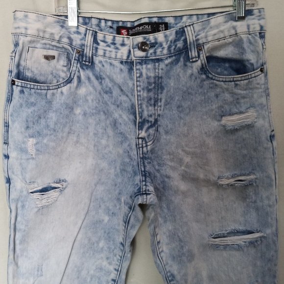 Southpole Distressed Acid Washed Denim Jeans size 36 X 32 (T-330) - Picture 4 of 16